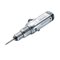 Silver electric screwdriver with a Phillips head bit