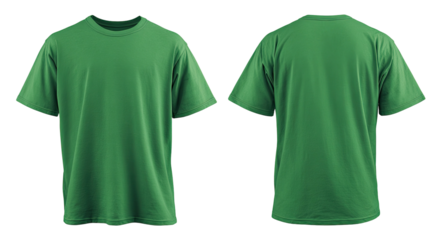Green t-shirt front/back view on a transparent background