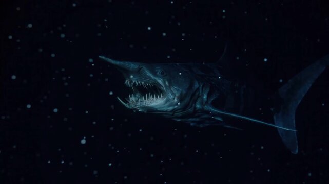 Terrifying Goblin Shark with Extended Jaw