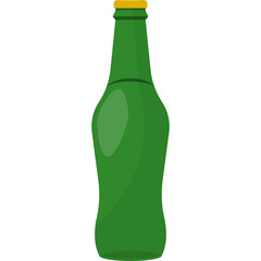 Green Glass Bottle with Yellow Cap Isolated on White Background Detailed Vector Illustration