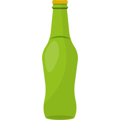 Green Glass Bottle with Yellow Cap Transparent Background Isolated Object