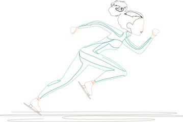 Female speed skater sprint &mdash; winter Olympics sport, minimal line-art vector