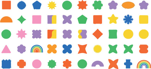 Colorful Geometric Shapes Seamless Pattern | Vibrant Abstract Background for Kids Education, Packaging and Creative Designs