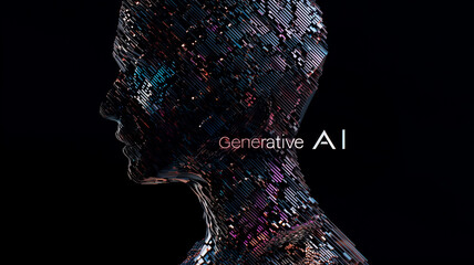 Generative AI Concept with Digital Human Head Profile