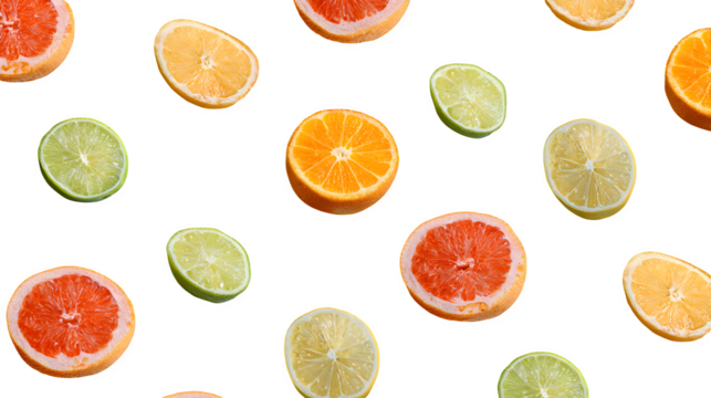 Citrus Fruit Slices, isolated on transparent background
