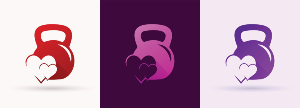   Kettlebell Heart Swoosh Logo Fitness Gym Workout Training Sport Charity Brand Icon
