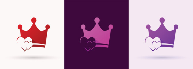   Crown Heart Swoosh Logo Premium Royal Award Winner Charity Brand Elegant Icon
