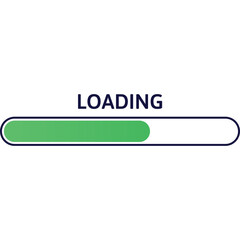 Green Loading Bar Progress Indicator With Text Overlay In White Background Showing System Buffering Or Waiting Time