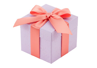 Isolated pastel present with pink bow for birthday celebration or festive season gift giving