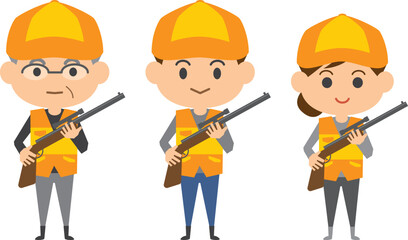 猟銃を持っている猟友会メンバーのイメージイラスト