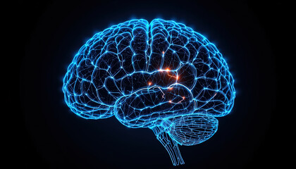 Explore the complex beauty of the human brain with this modern, glowing design perfect for science, medicine, and technology projects