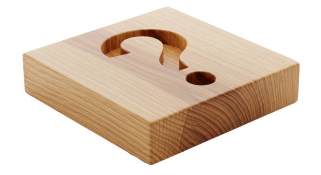 Wooden Block with Question Mark Cutout