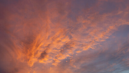 Breathtaking Sunset with great Colours from Orange to Purple- Duesseldorf, Germany 2025. High quality photo