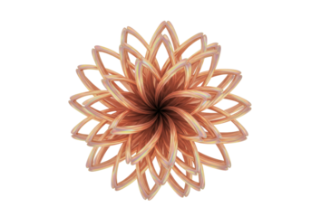 Isolated decorative metallic flower art – copper-colored abstract floral element artwork