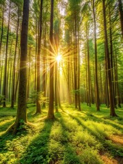 Obraz premium Forest Basked in Warm Sunlight