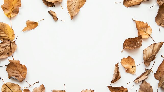 Autumn leaves arranged in a circular pattern.