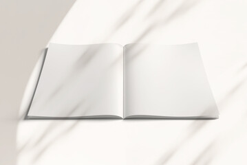 Isolated open magazine Mockup on white background with shadows. 3D rendering