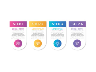 Business infographic template. 4 Step timeline journey. Process diagram, 4options on white background, social media post, Infograph elements vector illustration.