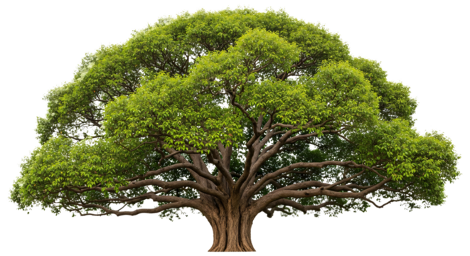 Majestic Tree with Spreading Canopy on White Background