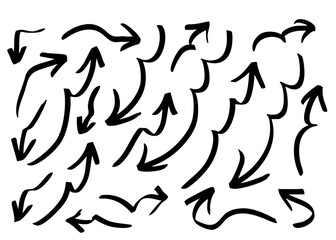 Arrow grunge vector set. Arrow sketch Hand drawn illustration collection