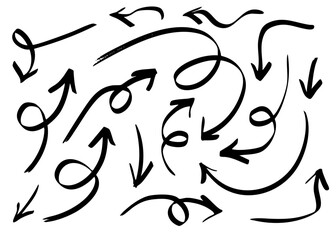 Arrow grunge vector set. Arrow sketch Hand drawn illustration collection