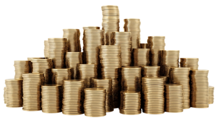 Golden coin stacks symbolizing wealth and success