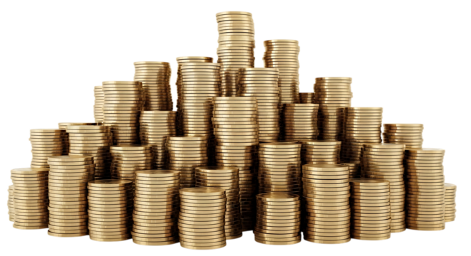 Golden coin stacks symbolizing wealth and success