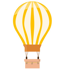 Yellow hot air balloon on transparent background. Clean minimal design. Bright travel concept.
