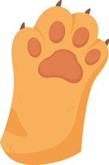 A detailed flat vector illustration of an orange cat or large animal paw with brown pads and visible claws, viewed from the front.