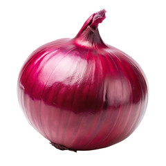 Single Fresh Red Onion Close Up Isolated on Black Background