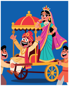 Festive Indian wedding parade with happy couple.