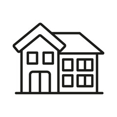Duplex House Icon Representing Multi-Family Housing and Residential Living. Simplified house icon two stories. Icon symbol illustration. house home icon outline editable stroke line drawing Vector.