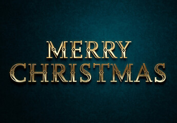 Glossy Gold Christmas Text Effect on Blue Background