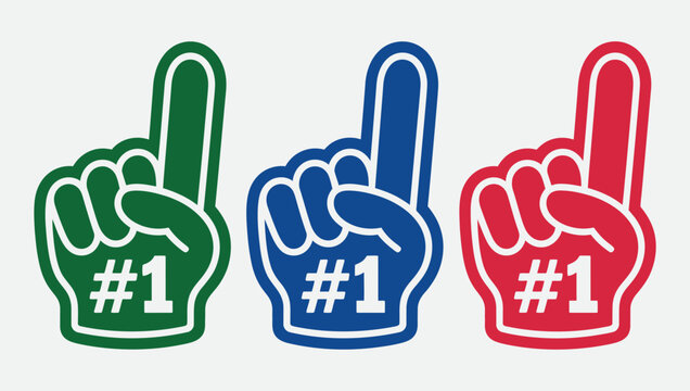 Number one fan foam finger vector illustration, perfect accessory for cheering, sports events, stadium fun, team support, game day, and enthusiastic fan celebration graphics