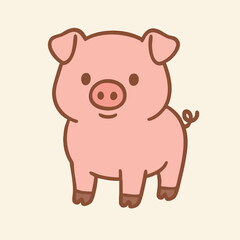Fototapeta premium Cute Vector Pig Character On A Simple Background 