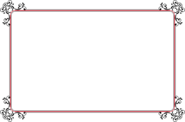 Elements of ornate vintage frames. Border red and black on white classic swirls, floral motifs. Design print for greeting cards, wedding invitations, restaurant menu, royal certificates. Set 1420