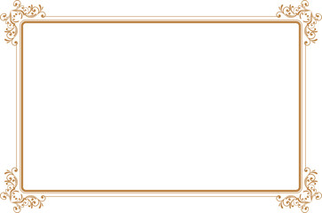 Elements of ornate vintage frames. Border gold on white classic swirls, floral motifs. Design print for greeting cards, wedding invitations, restaurant menu, royal certificates. Set 1417