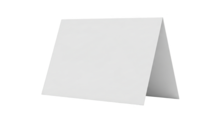 Blank white folded paper tent card with shadow isolated on a transparent background image