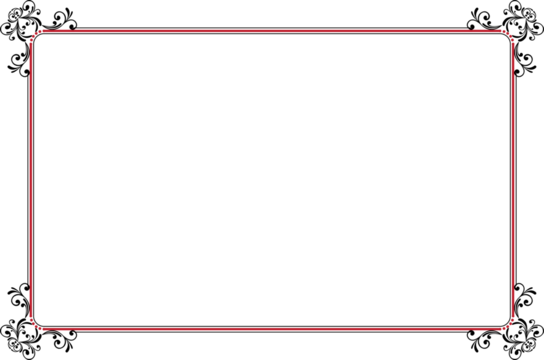 Elements of ornate vintage frames. Border red and black on white classic swirls, floral motifs. Design print for greeting cards, wedding invitations, restaurant menu, royal certificates. Set 1420