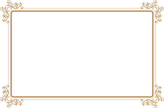 Elements of ornate vintage frames. Border gold on white classic swirls, floral motifs. Design print for greeting cards, wedding invitations, restaurant menu, royal certificates. Set 1417