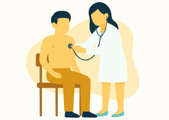 Doctor Examines Patient With Stethoscope In Clinic
