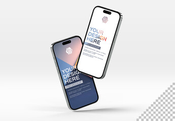 Two Isolated Smartphones On White With Shadows Mockup
