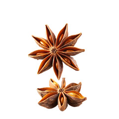 Two star anise on a black background aromatic spice ingredient