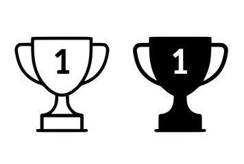 Minimalist icon, trophy / cup vector, black and white, outline and silhouette