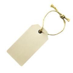 Blank Beige Tag with String on Black Background Great for Copy