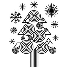 set of christmas tree and christmas accessories vector icons