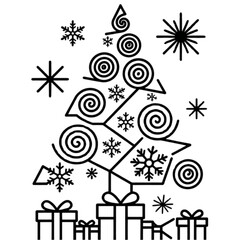 set of christmas tree and christmas accessories vector icons