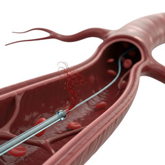 Angioplasty Catheter Inside of a Coronary Artery Blood Vessel to Remove Plaque
