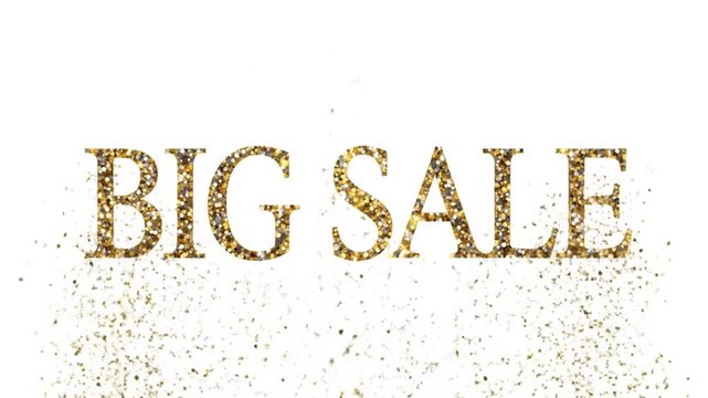 Shimmering Gold Glitter Particle Animation Revealing the Word SALE, Elegant Holiday Promotion and Marketing Video
