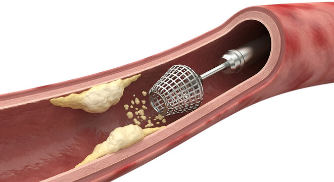 Angioplasty Catheter Inside of a Coronary Artery Blood Vessel to Remove Plaque